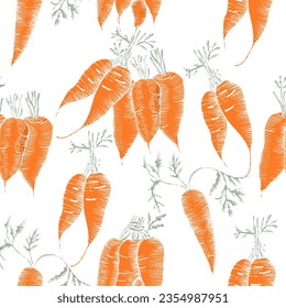 Hand Drawn Fresh and Organic Carrot Wreath