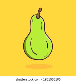 hand drawn fresh pear in doodle style