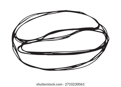 Grão de café torrado fresco desenhado à mão Arabica robusta semente doodle Elemento único para impressão, web, design, decoração