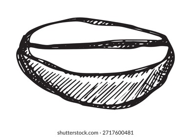 Dibujado a mano grano de café tostado fresco Arabica robusta semilla doodle Un solo elemento para impresión, Web, diseño, decoración