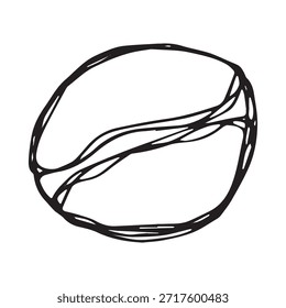 Dibujado a mano grano de café tostado fresco Arabica robusta semilla doodle Un solo elemento para impresión, Web, diseño, decoración