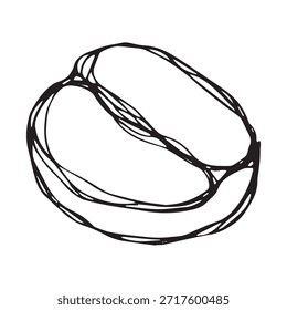 Handgezeichnete frisch geröstete Kaffeebohne Arabica robusta Samen doodle Einzelelement für Druck, Web, Design, Dekor