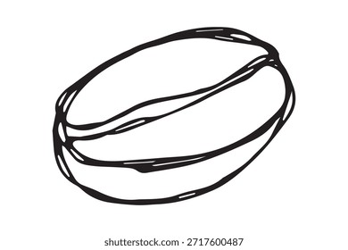 Dibujado a mano grano de café tostado fresco Arabica robusta semilla doodle Un solo elemento para impresión, Web, diseño, decoración