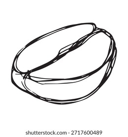 Dibujado a mano grano de café tostado fresco Arabica robusta semilla doodle Un solo elemento para impresión, Web, diseño, decoración