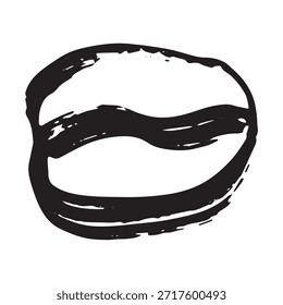 Handgezeichnete frisch geröstete Kaffeebohne Arabica robusta Samen doodle Einzelelement für Druck, Web, Design, Dekor
