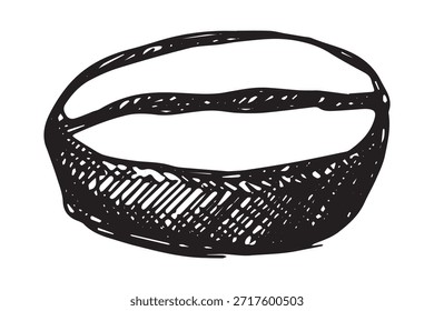 Dibujado a mano grano de café tostado fresco Arabica robusta semilla doodle Un solo elemento para impresión, Web, diseño, decoración