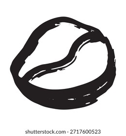 Dibujado a mano grano de café tostado fresco Arabica robusta semilla doodle Un solo elemento para impresión, Web, diseño, decoración