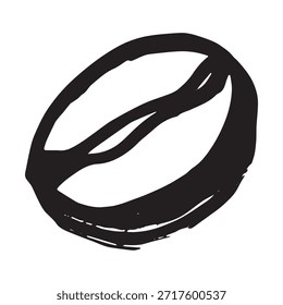 Handgezeichnete frisch geröstete Kaffeebohne Arabica robusta Samen doodle Einzelelement für Druck, Web, Design, Dekor