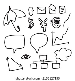 hand drawn fresh tech company symbols and icons.