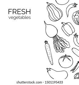 hand drawn fresh vegetables set