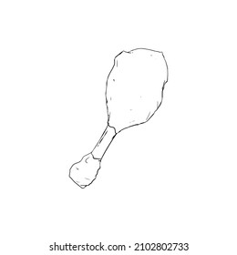 hand drawn fried chicken doodle vector