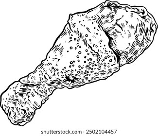 Hand drawn Fried Chicken Leg Sketch Illustration