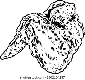 Hand drawn Fried Chicken Wing Sketch Illustration