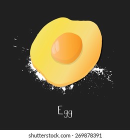 Hand drawn fried Egg on chalkboard.