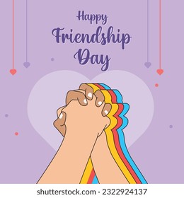 Hand drawn friendship day background with friends holding hands