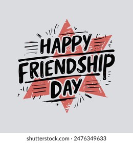 Hand drawn friendship day text with friends celebration