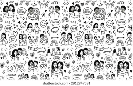 Hand Drawn Friendship Doodle Pattern