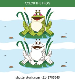 Hand Drawn Frog Coloring Illustration