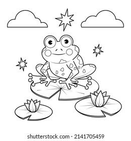 Hand Drawn Frog Coloring Illustration