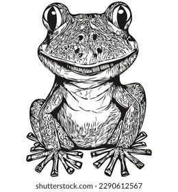 Hand drawn frog white background  toad
