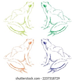 Hand Drawn Frog Vector Illustration. Contours Of The Frog
