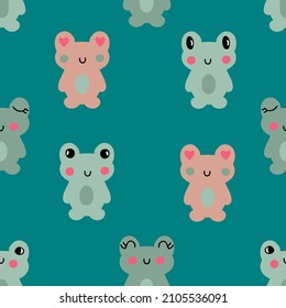 Hand drawn frogling seamless pattern. Perfect for T-shirt, postcard, textile and print. Doodle vector illustration for decor and design. 