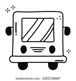 bus frontal dibujado a mano sobre blanco