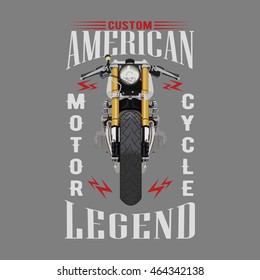 Hand drawn front side motorcycle on grey background