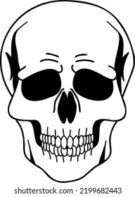 Hand Drawn front skull illustration isolated on background
