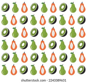 Hand drawn fruit background. Flat organic doodle pattern background.  Hand drawn abstract fruit pattern.