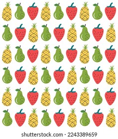 Hand drawn fruit background. Flat organic doodle pattern background.  Hand drawn abstract fruit pattern.