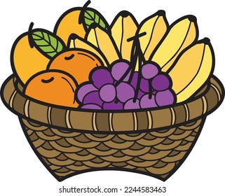 Hand Drawn fruit basket illustration isolated on background