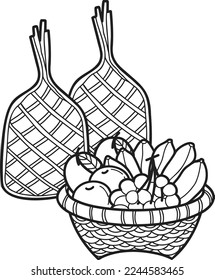 Hand Drawn fruit basket illustration isolated on background