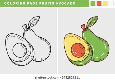 Hand Drawn Fruit Coloring Page Avocado Vector