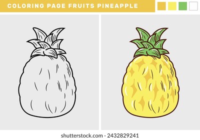 Hand Drawn Fruit Coloring Page Pineapple Vector