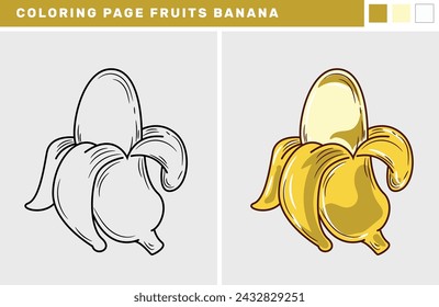 Dibujado a mano de la fruta para colorear página Banana Vector