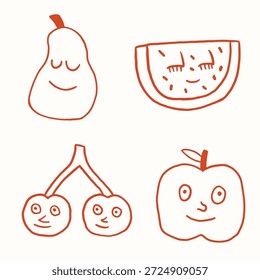 hand drawn fruit doodle cartoon character illustration