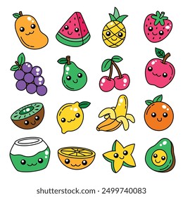 hand drawn fruit doodle in kawaii style