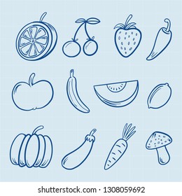 Hand drawn fruit icons