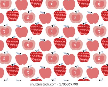 Hand drawn fruit illustration. Different apples on a white background. Surface doodle pattern.