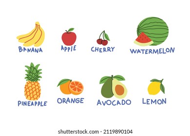 ilustración de fruto dibujado a mano con estilo de diseño plano