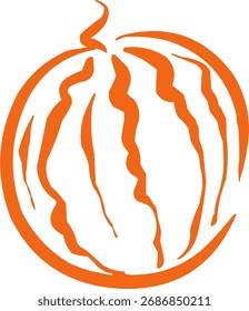 Dibujado a mano logotipo de la fruta, icono. Ilustración de comida de tinta. Sandía 