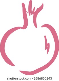 Hand drawn fruit logo, icon. Ink food illustration. Pomegranate 
