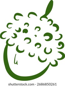 Hand drawn fruit logo, icon. Ink food illustration. Lychee 