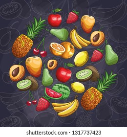 hand drawn fruits