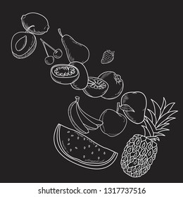 hand drawn fruits