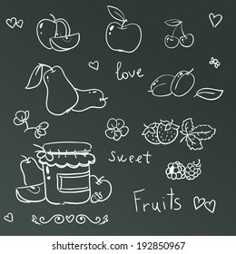 hand drawn fruits