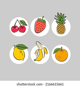 Hand drawn fruits and berries. Vector illustration