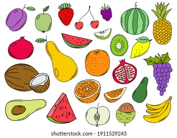 Handgezeichnete Früchte, Vektorgrafik-Design einzeln auf Hintergrund