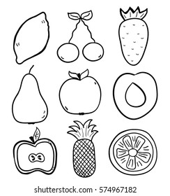 Hand drawn fruits doodle style